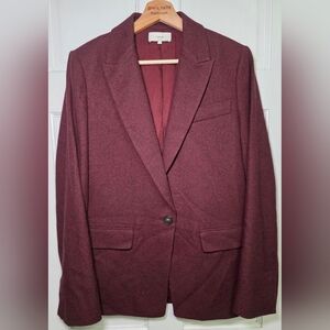 Vince Wool Blend Minimalist Classic Blazer- Size 8 Burgundy/Wine
